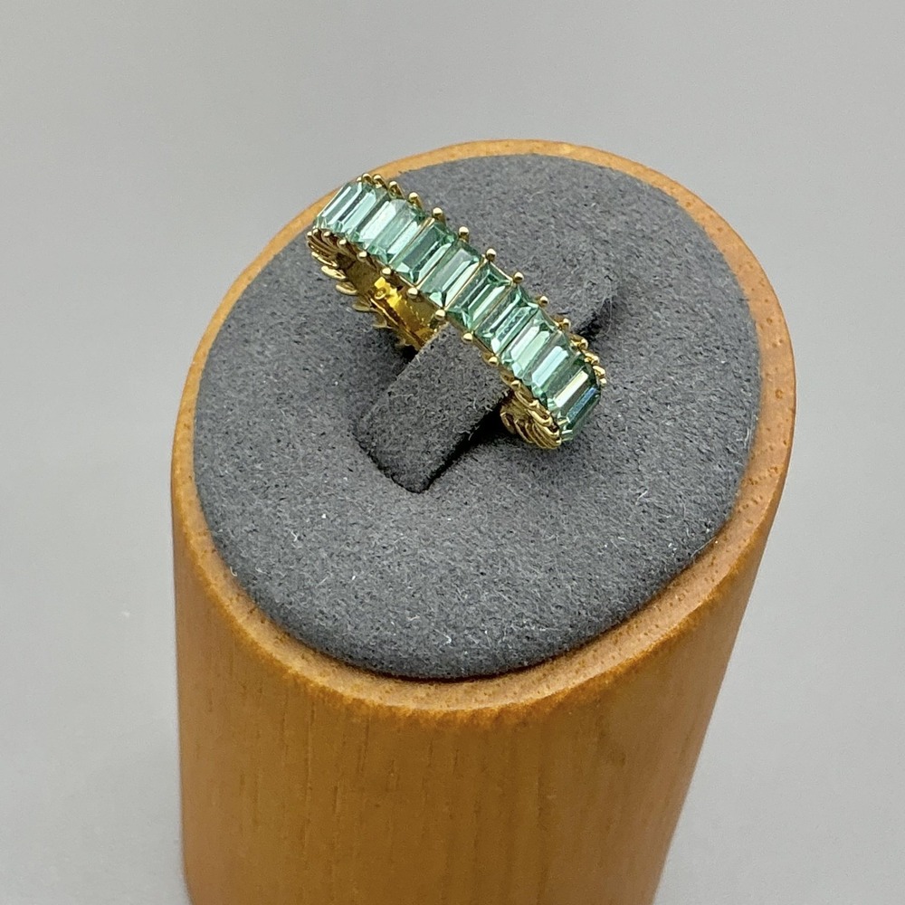 J.Crew Ring Size 6 Gold Tone Green‎ Baguette Glass Eternity Band Womens Fashion